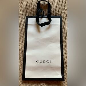 Authentic GUCCI Empty Black & White Paper Shopping Gift Bag W/Tie 15 X 9 X 3